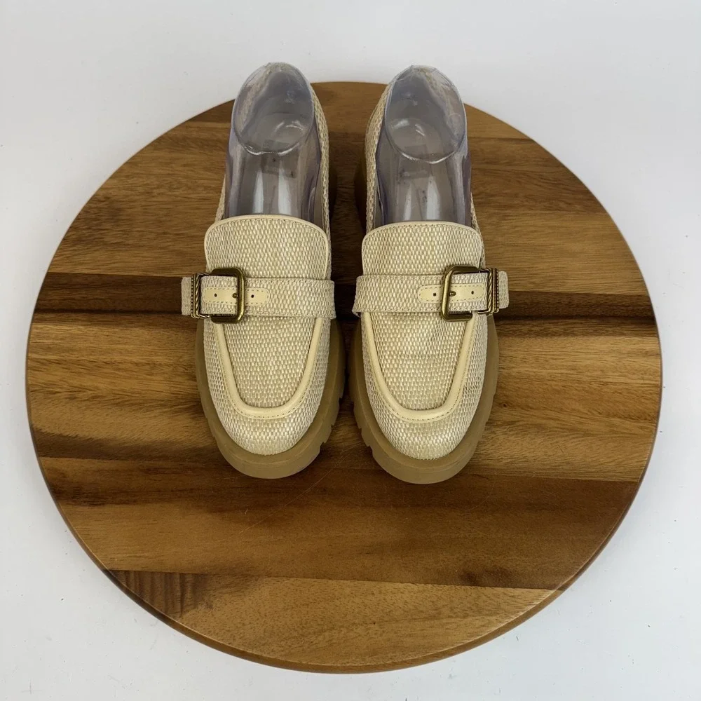 New Womens Dolce‎ Vita Ericka Beige Woven Platform Casual Loafers Size 8 M NWOB